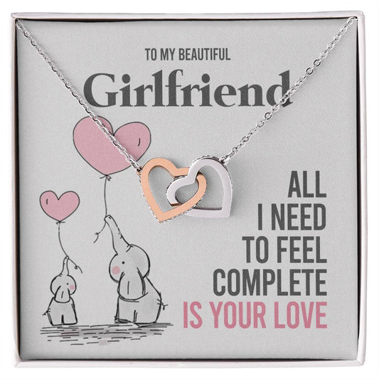 To My Girlfriend Gift Necklace Romantic Girlfriend Birthday Gifts for Girlfriend Interlocking Hearts Necklace