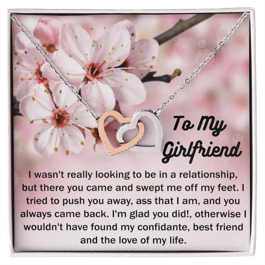 To My Girlfriend Gift From Boyfriend with giftbox Necklace for Girlfriend Interlocking Hearts Necklace
