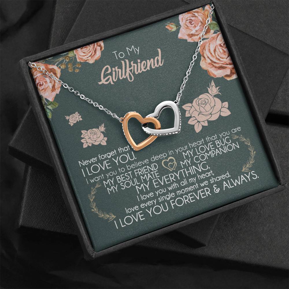 To My Girlfriend Necklace Valentine Gift From Boyfriend Giffs for Girlfriend Interlocking Hearts Necklace