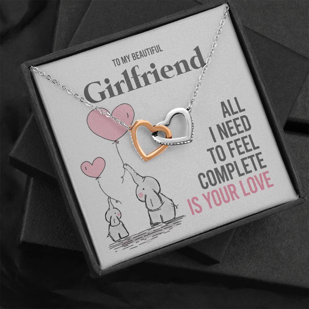 To My Girlfriend Gift Necklace Romantic Girlfriend Birthday Gifts for Girlfriend Interlocking Hearts Necklace