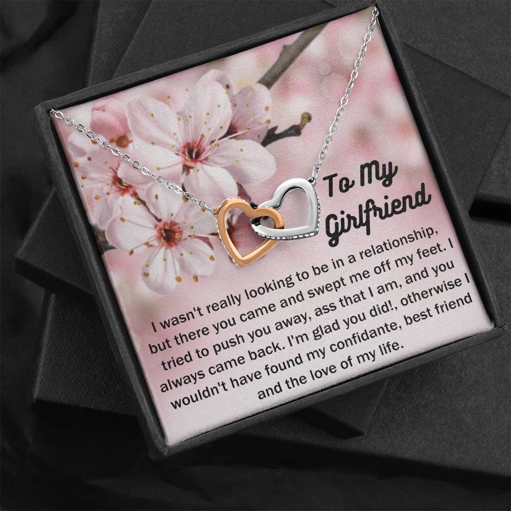 To My Girlfriend Gift From Boyfriend with giftbox Necklace for Girlfriend Interlocking Hearts Necklace