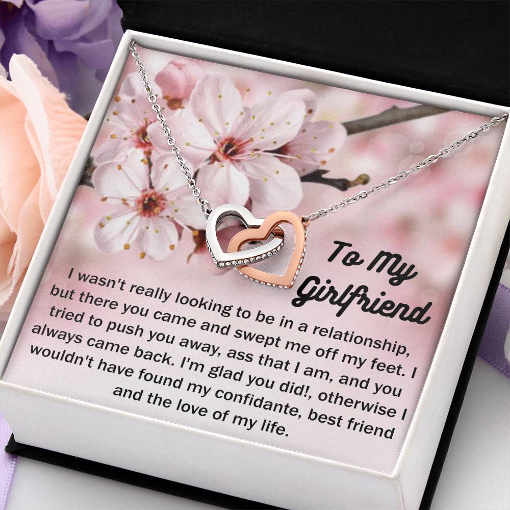 To My Girlfriend Gift From Boyfriend with giftbox Necklace for Girlfriend Interlocking Hearts Necklace