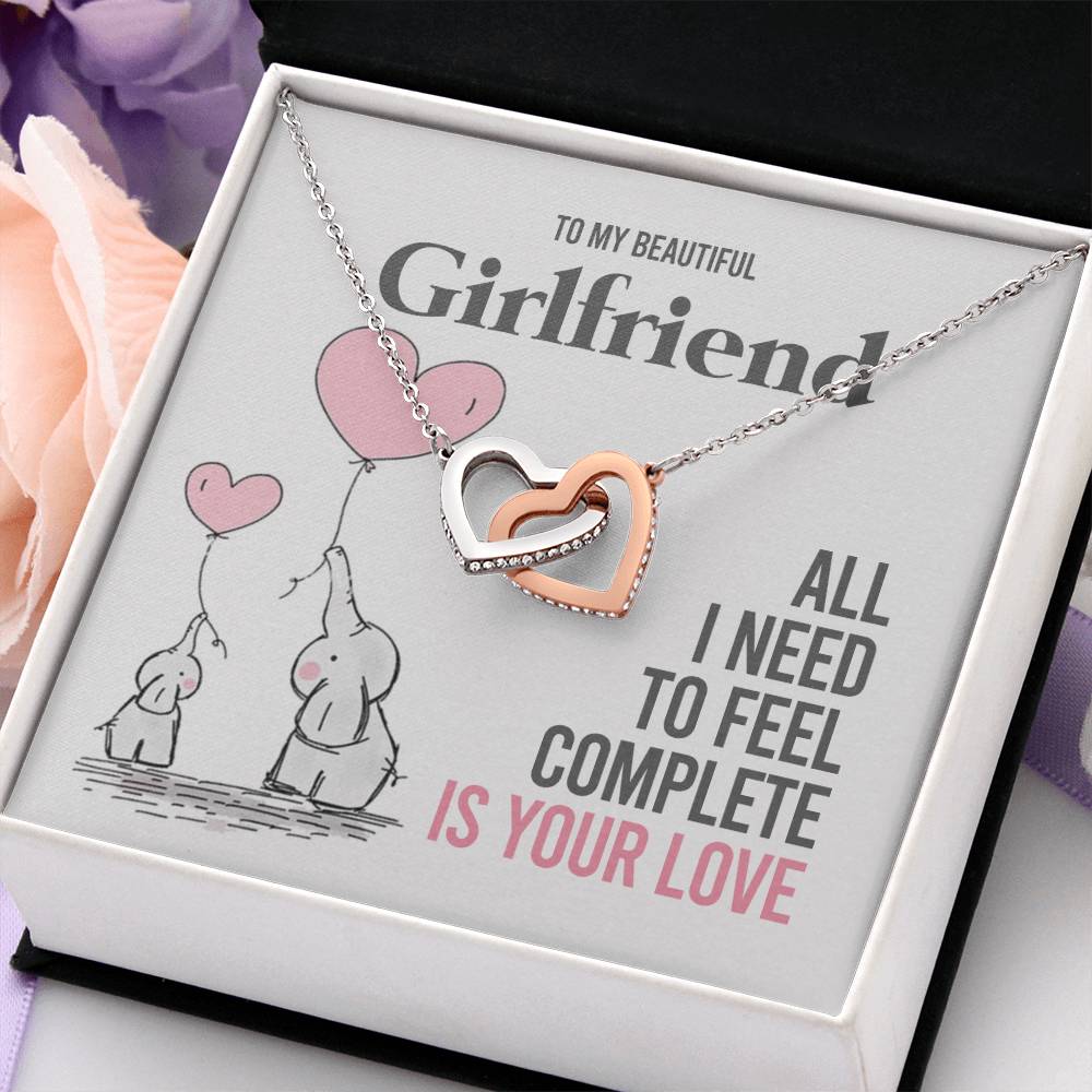 To My Girlfriend Gift Necklace Romantic Girlfriend Birthday Gifts for Girlfriend Interlocking Hearts Necklace
