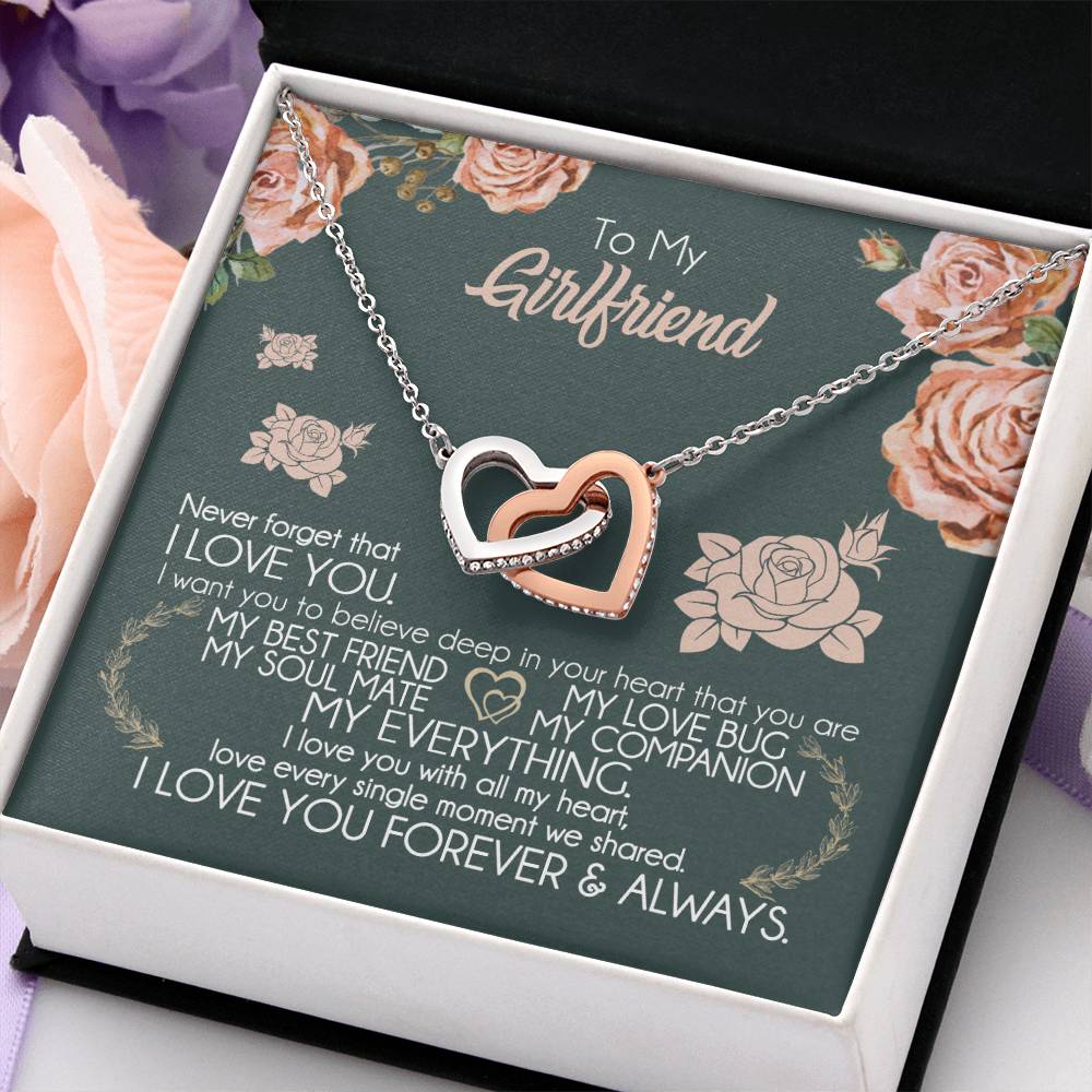 To My Girlfriend Necklace Valentine Gift From Boyfriend Giffs for Girlfriend Interlocking Hearts Necklace