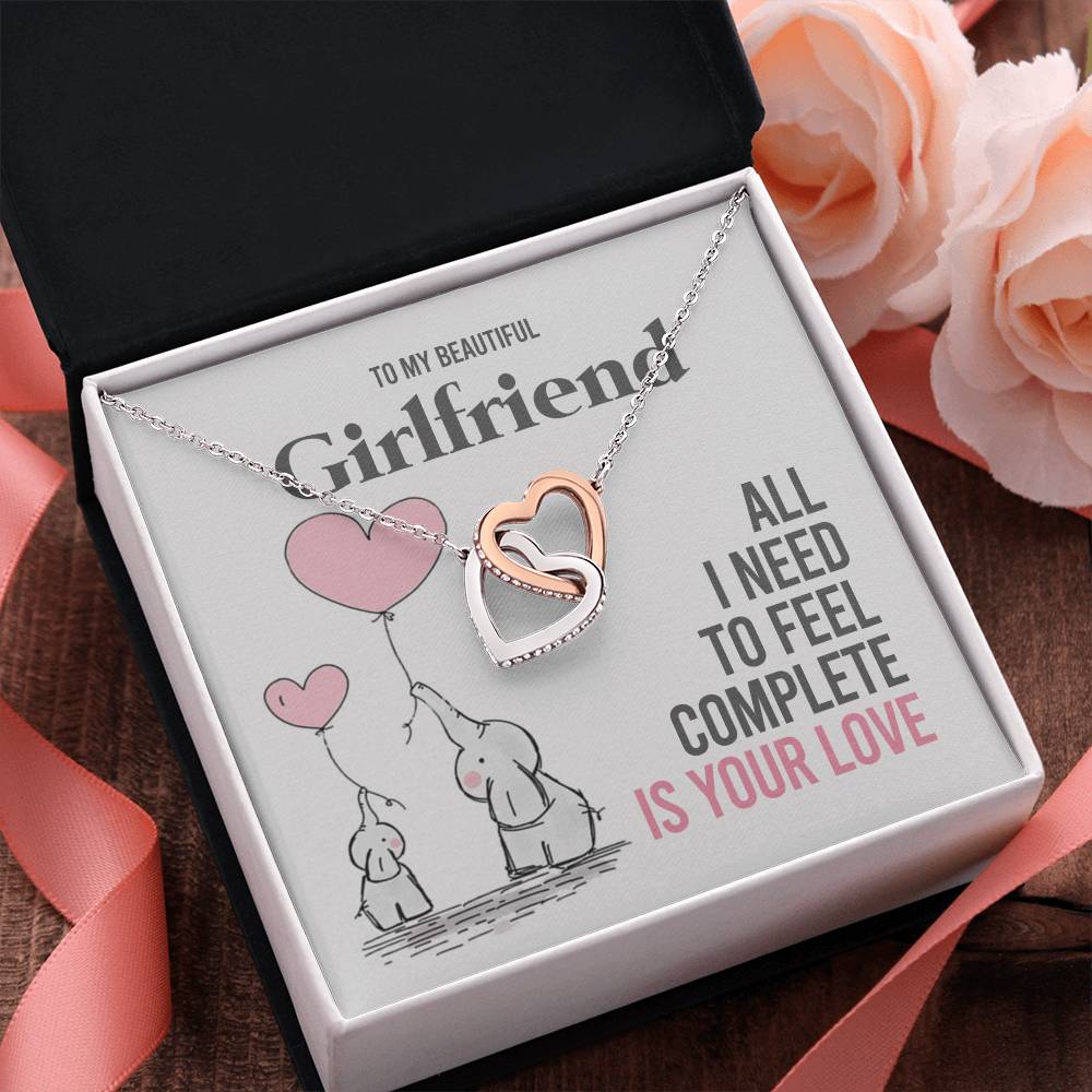 To My Girlfriend Gift Necklace Romantic Girlfriend Birthday Gifts for Girlfriend Interlocking Hearts Necklace
