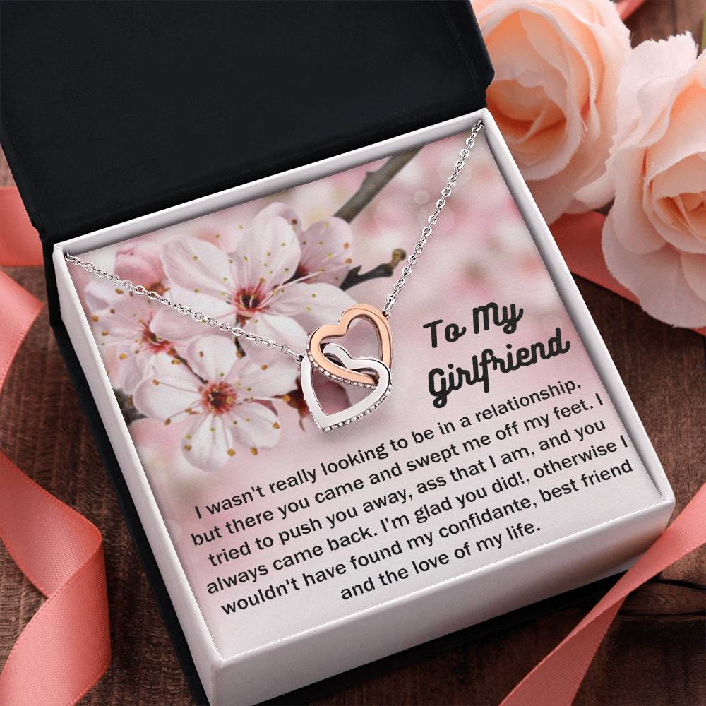 To My Girlfriend Gift From Boyfriend with giftbox Necklace for Girlfriend Interlocking Hearts Necklace