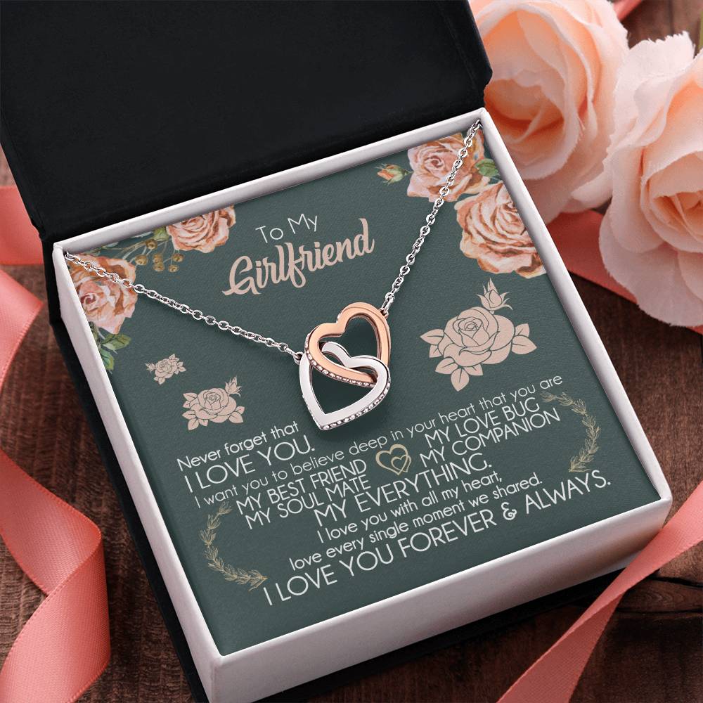 To My Girlfriend Necklace Valentine Gift From Boyfriend Giffs for Girlfriend Interlocking Hearts Necklace