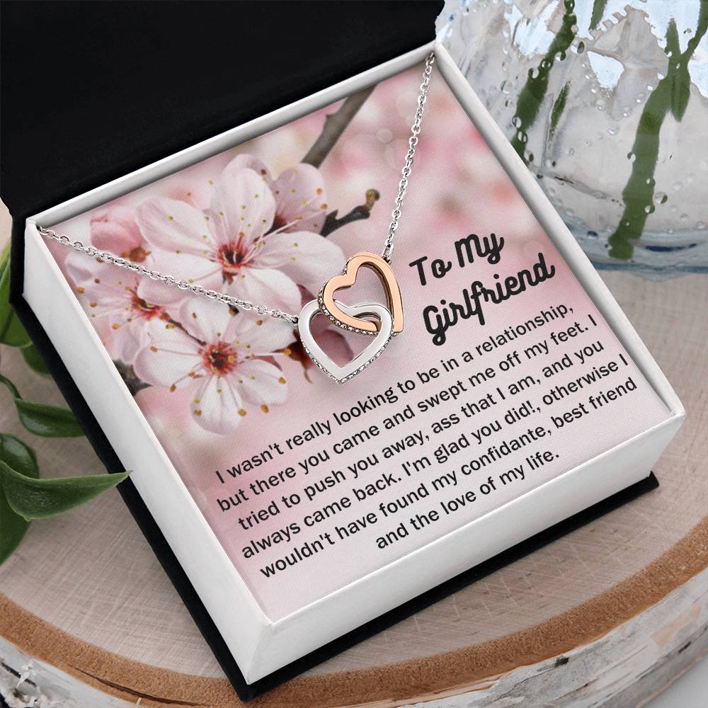 To My Girlfriend Gift From Boyfriend with giftbox Necklace for Girlfriend Interlocking Hearts Necklace