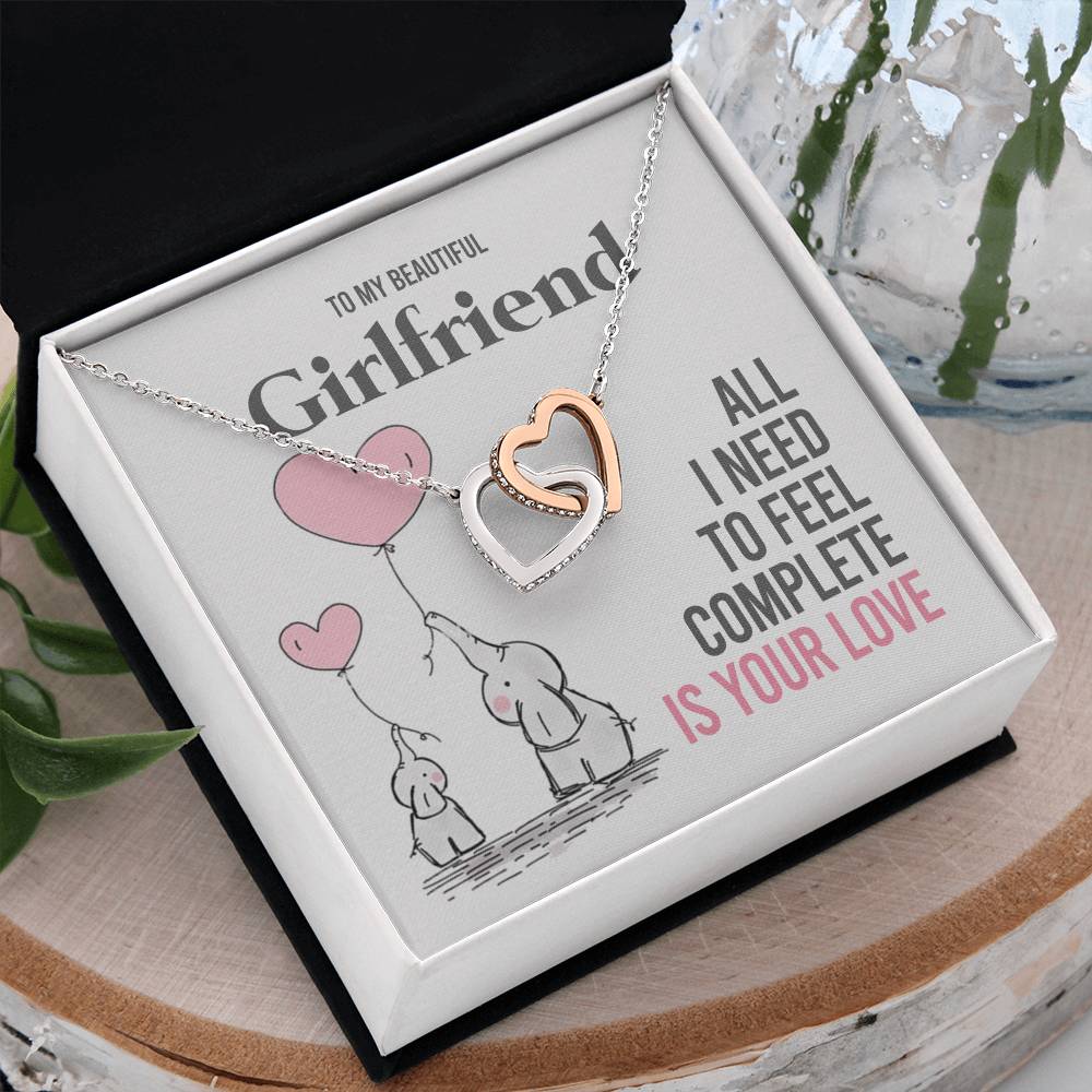 To My Girlfriend Gift Necklace Romantic Girlfriend Birthday Gifts for Girlfriend Interlocking Hearts Necklace