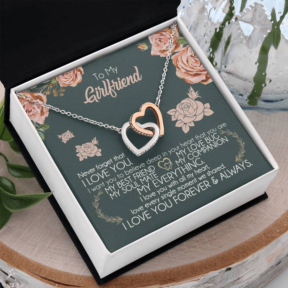To My Girlfriend Necklace Valentine Gift From Boyfriend Giffs for Girlfriend Interlocking Hearts Necklace