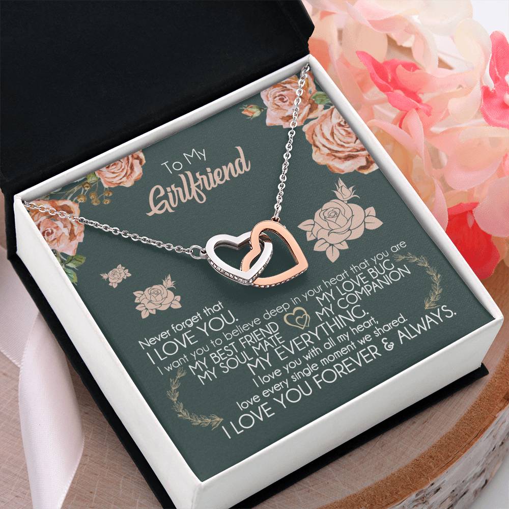 To My Girlfriend Necklace Valentine Gift From Boyfriend Giffs for Girlfriend Interlocking Hearts Necklace