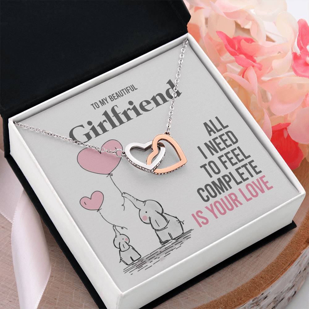 To My Girlfriend Gift Necklace Romantic Girlfriend Birthday Gifts for Girlfriend Interlocking Hearts Necklace