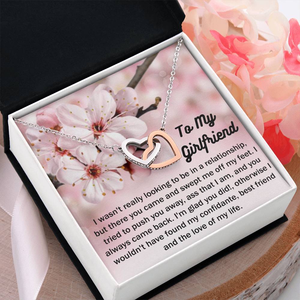 To My Girlfriend Gift From Boyfriend with giftbox Necklace for Girlfriend Interlocking Hearts Necklace