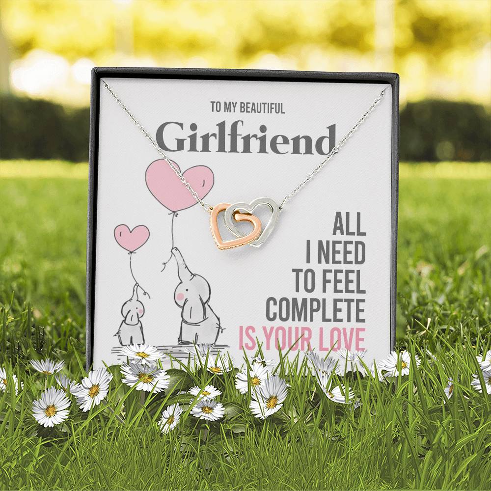 To My Girlfriend Gift Necklace Romantic Girlfriend Birthday Gifts for Girlfriend Interlocking Hearts Necklace