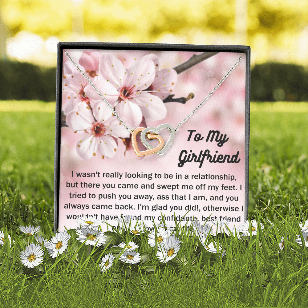 To My Girlfriend Gift From Boyfriend with giftbox Necklace for Girlfriend Interlocking Hearts Necklace
