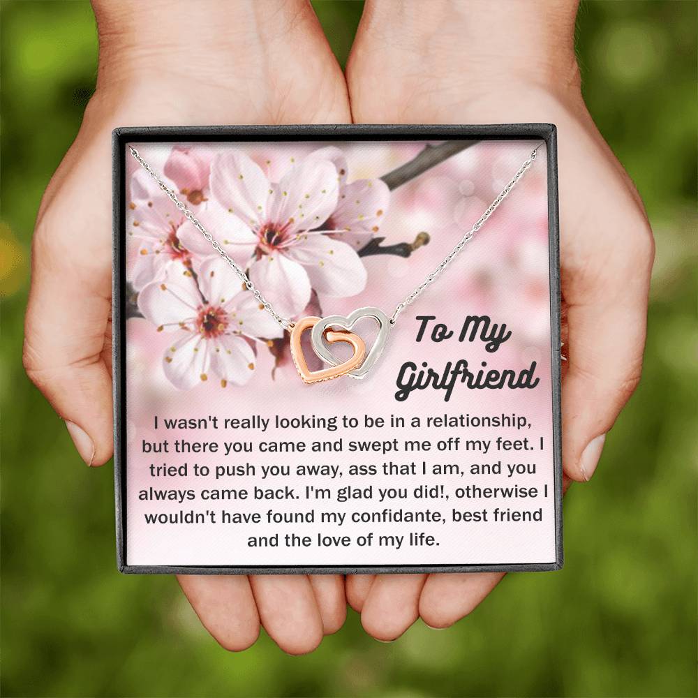 To My Girlfriend Gift From Boyfriend with giftbox Necklace for Girlfriend Interlocking Hearts Necklace