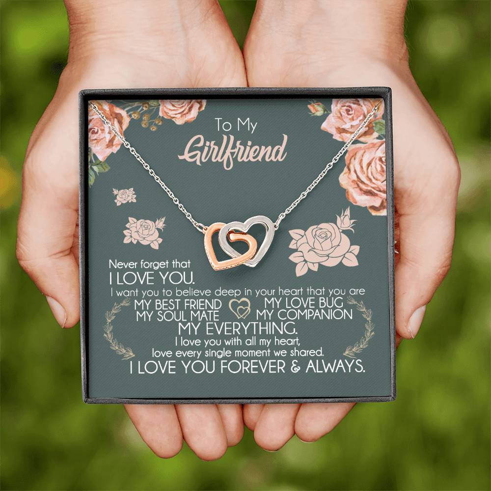 To My Girlfriend Necklace Valentine Gift From Boyfriend Giffs for Girlfriend Interlocking Hearts Necklace
