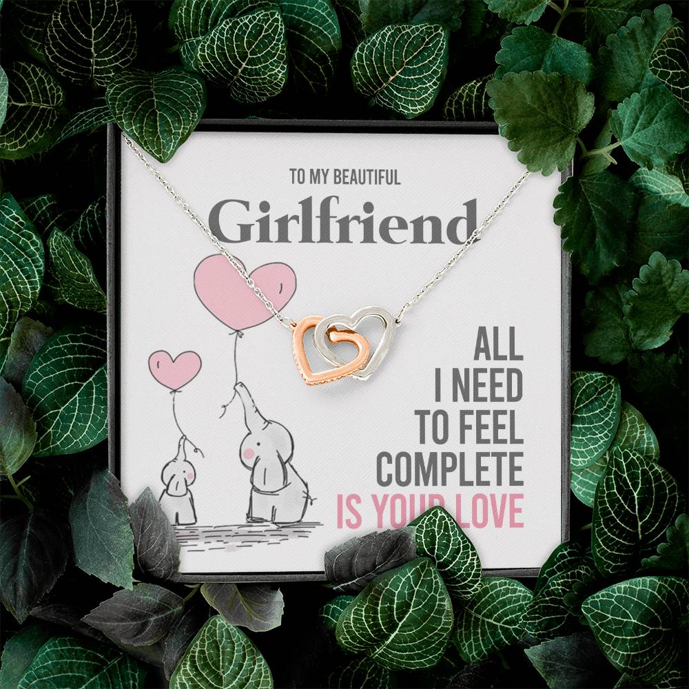 To My Girlfriend Gift Necklace Romantic Girlfriend Birthday Gifts for Girlfriend Interlocking Hearts Necklace
