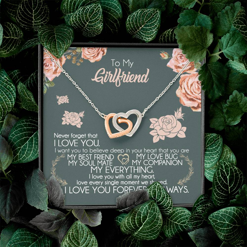 To My Girlfriend Necklace Valentine Gift From Boyfriend Giffs for Girlfriend Interlocking Hearts Necklace