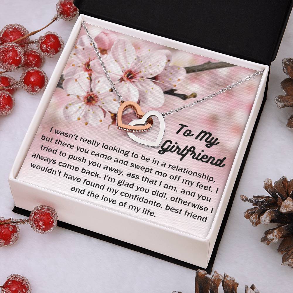 To My Girlfriend Gift From Boyfriend with giftbox Necklace for Girlfriend Interlocking Hearts Necklace