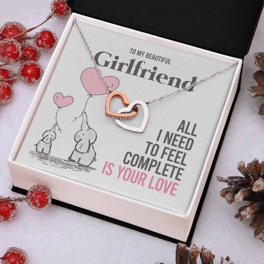 To My Girlfriend Gift Necklace Romantic Girlfriend Birthday Gifts for Girlfriend Interlocking Hearts Necklace