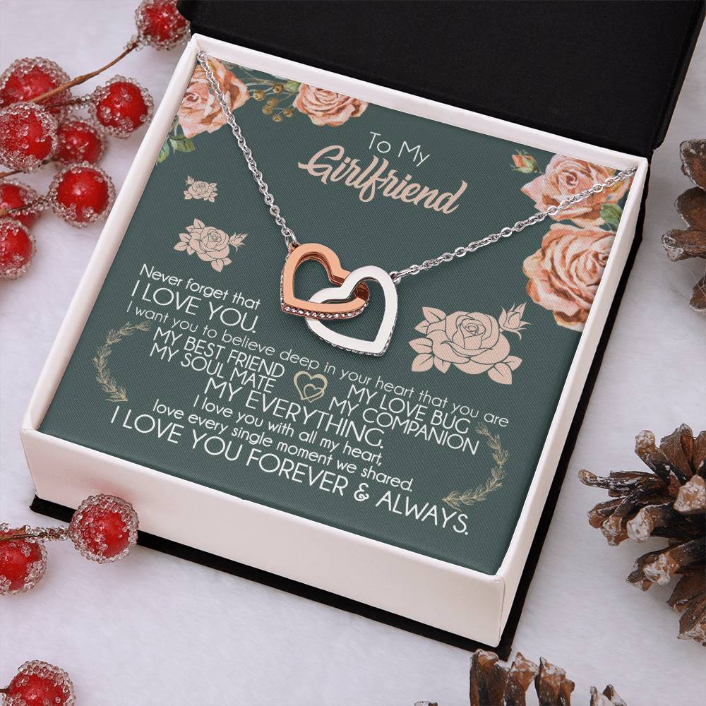 To My Girlfriend Necklace Valentine Gift From Boyfriend Giffs for Girlfriend Interlocking Hearts Necklace