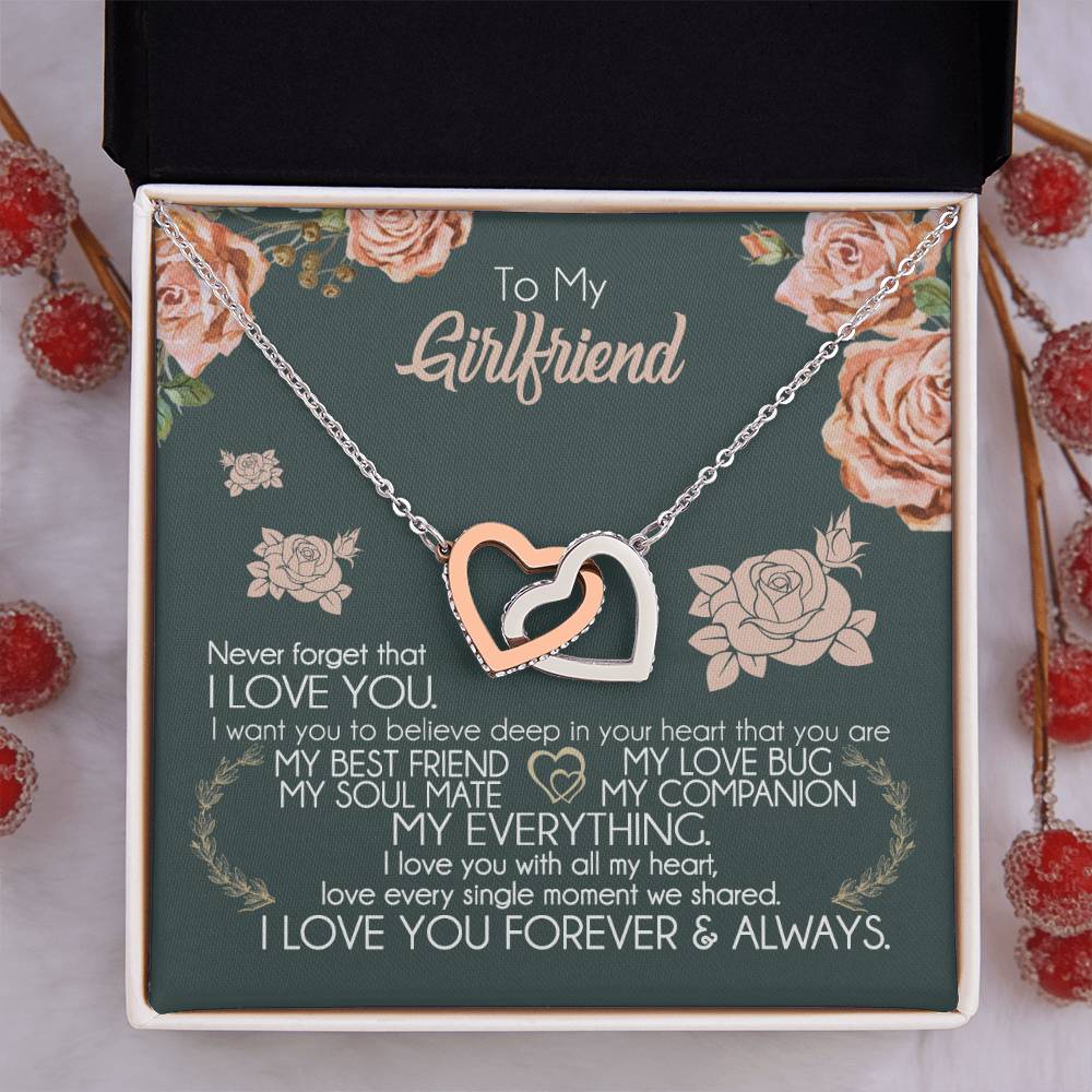 To My Girlfriend Necklace Valentine Gift From Boyfriend Giffs for Girlfriend Interlocking Hearts Necklace