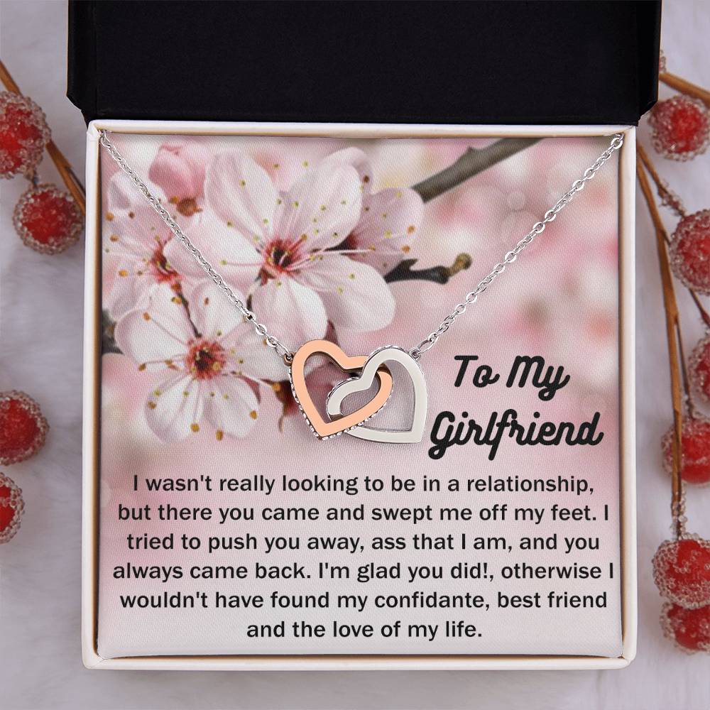 To My Girlfriend Gift From Boyfriend with giftbox Necklace for Girlfriend Interlocking Hearts Necklace