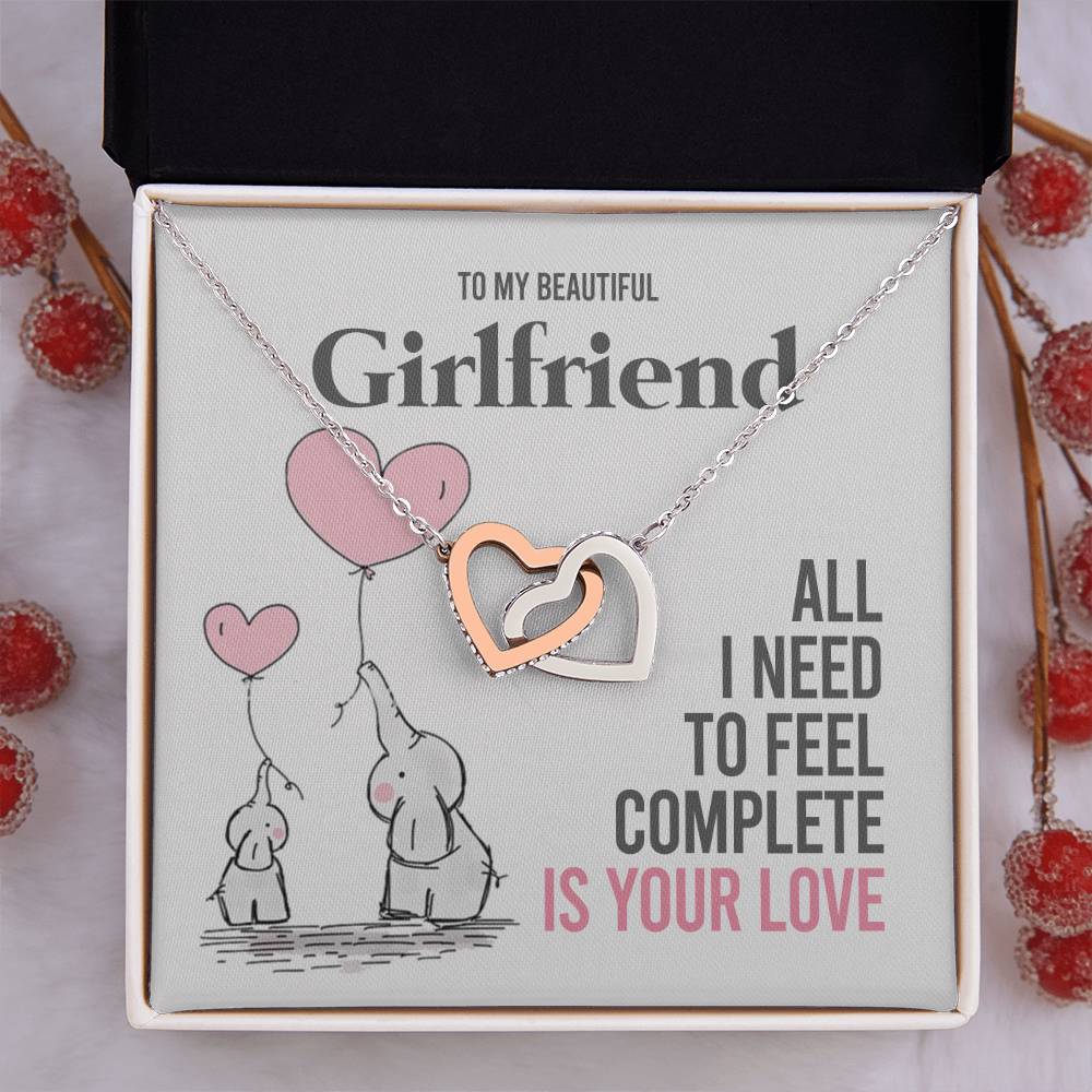 To My Girlfriend Gift Necklace Romantic Girlfriend Birthday Gifts for Girlfriend Interlocking Hearts Necklace