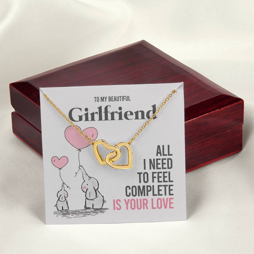 To My Girlfriend Gift Necklace Romantic Girlfriend Birthday Gifts for Girlfriend Interlocking Hearts Necklace