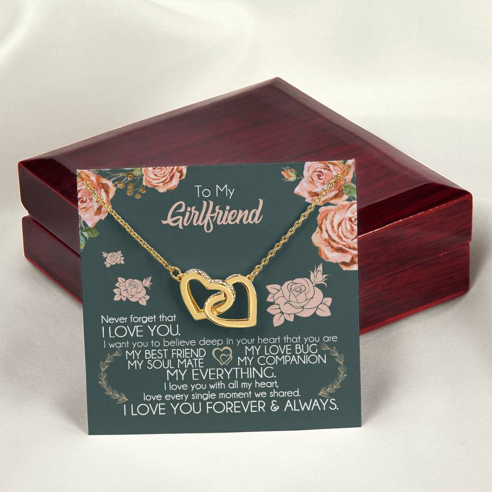 To My Girlfriend Necklace Valentine Gift From Boyfriend Giffs for Girlfriend Interlocking Hearts Necklace