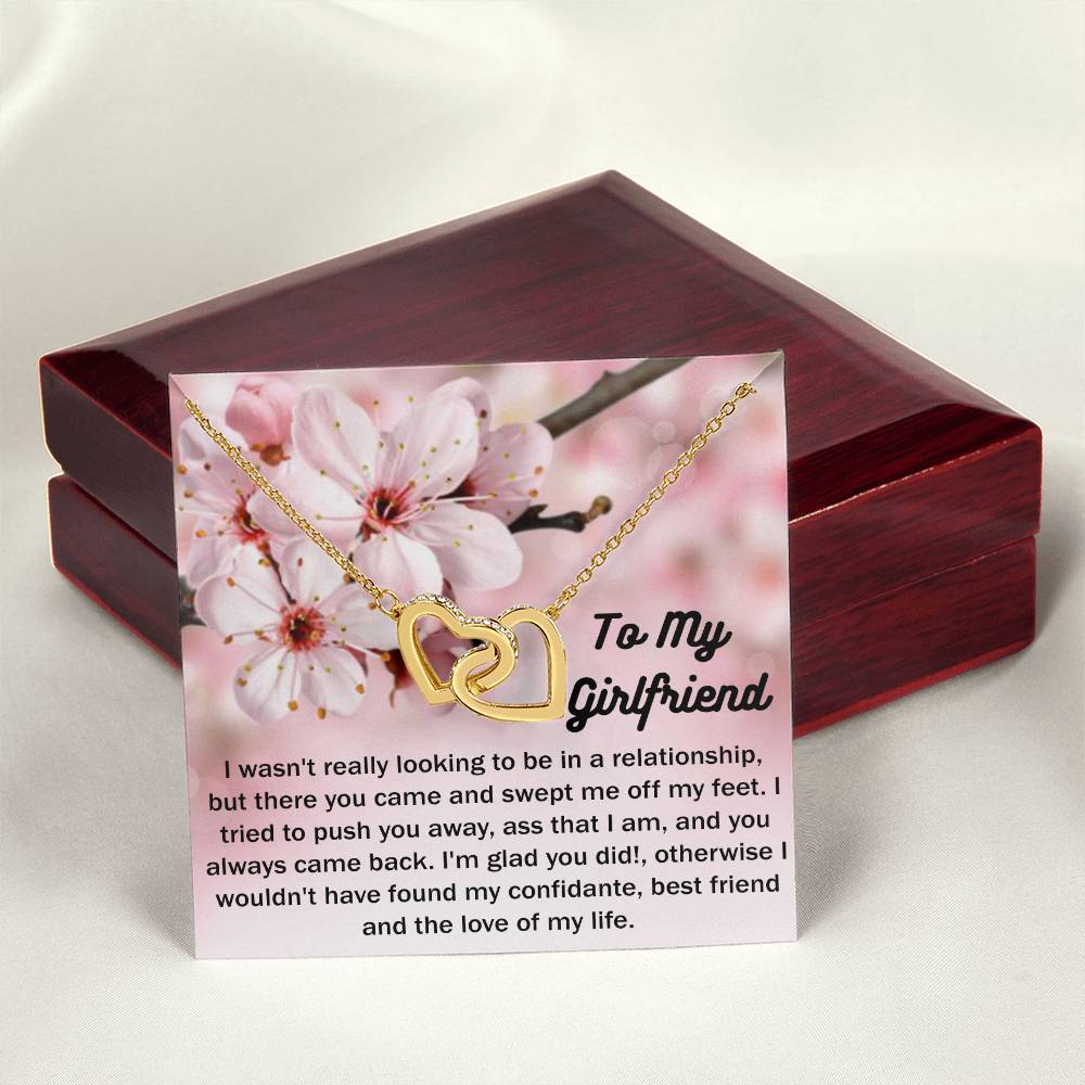 To My Girlfriend Gift From Boyfriend with giftbox Necklace for Girlfriend Interlocking Hearts Necklace