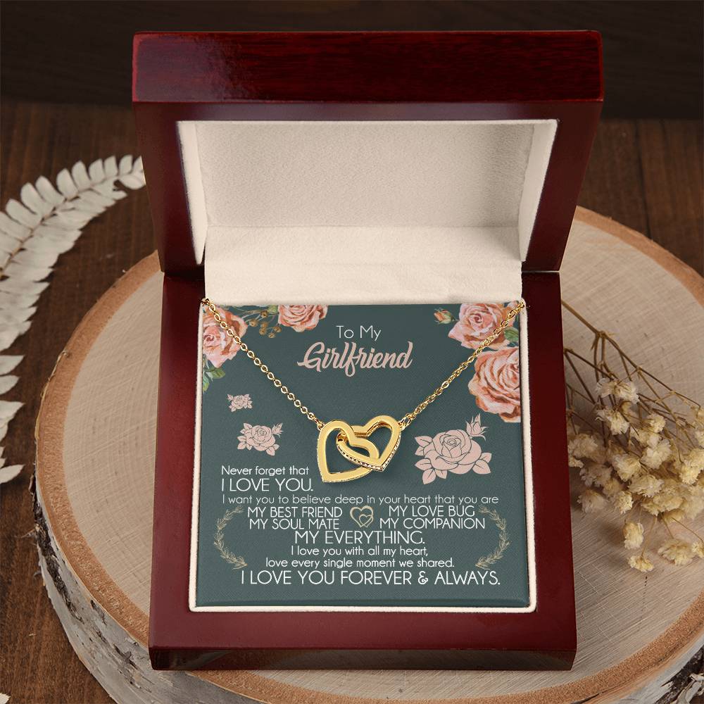 To My Girlfriend Necklace Valentine Gift From Boyfriend Giffs for Girlfriend Interlocking Hearts Necklace
