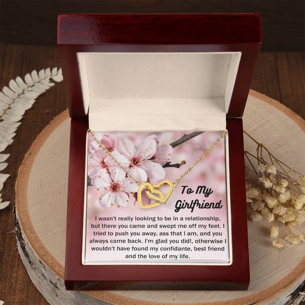 To My Girlfriend Gift From Boyfriend with giftbox Necklace for Girlfriend Interlocking Hearts Necklace