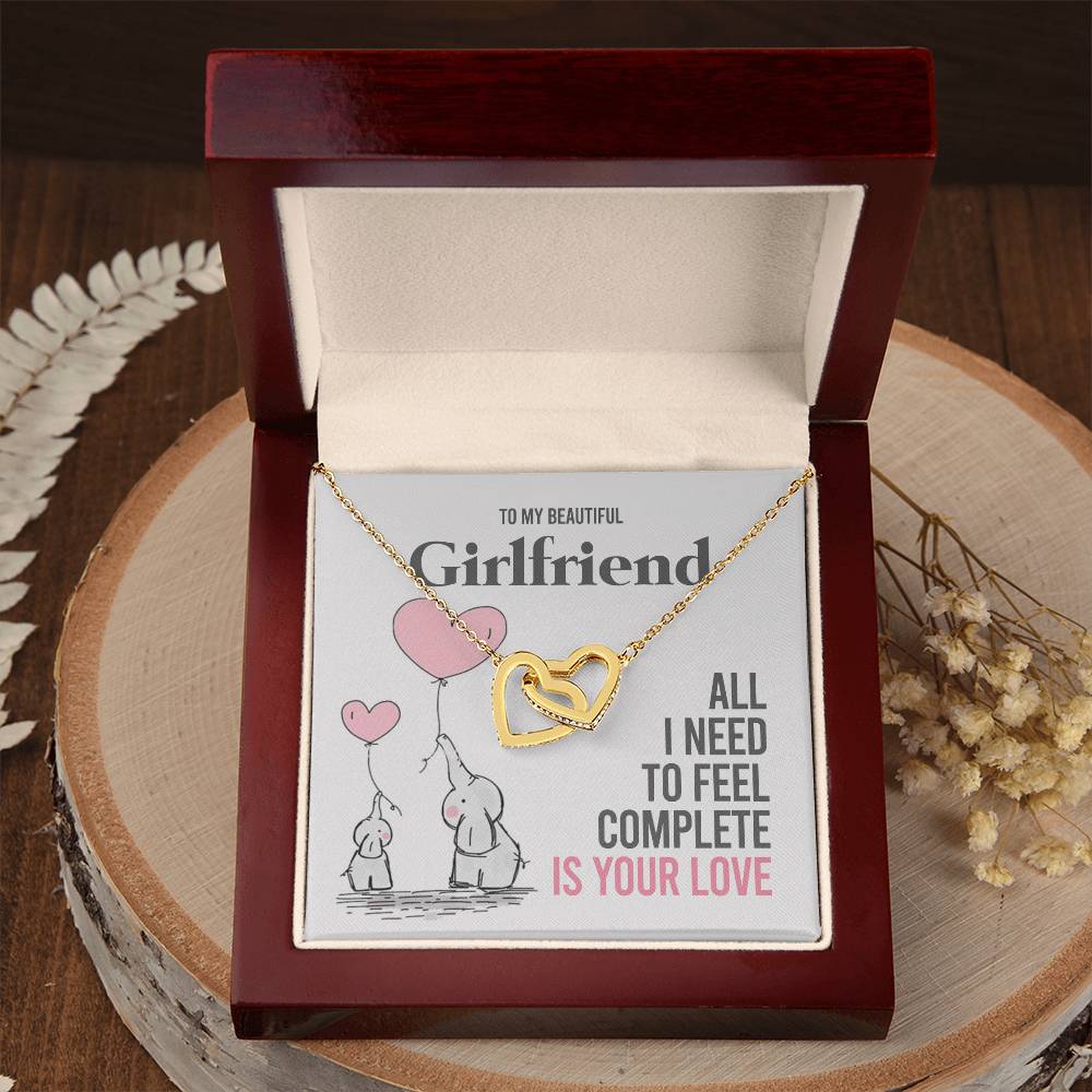 To My Girlfriend Gift Necklace Romantic Girlfriend Birthday Gifts for Girlfriend Interlocking Hearts Necklace