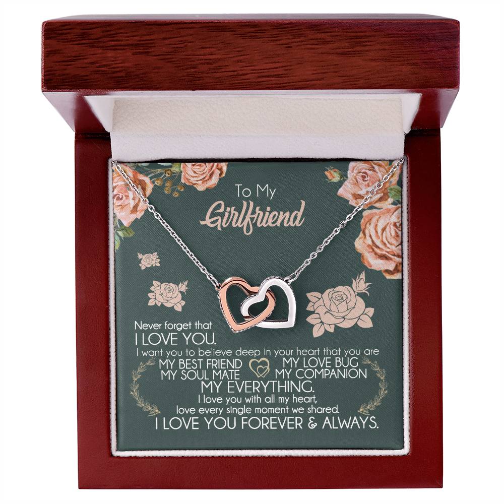 To My Girlfriend Necklace Valentine Gift From Boyfriend Giffs for Girlfriend Interlocking Hearts Necklace