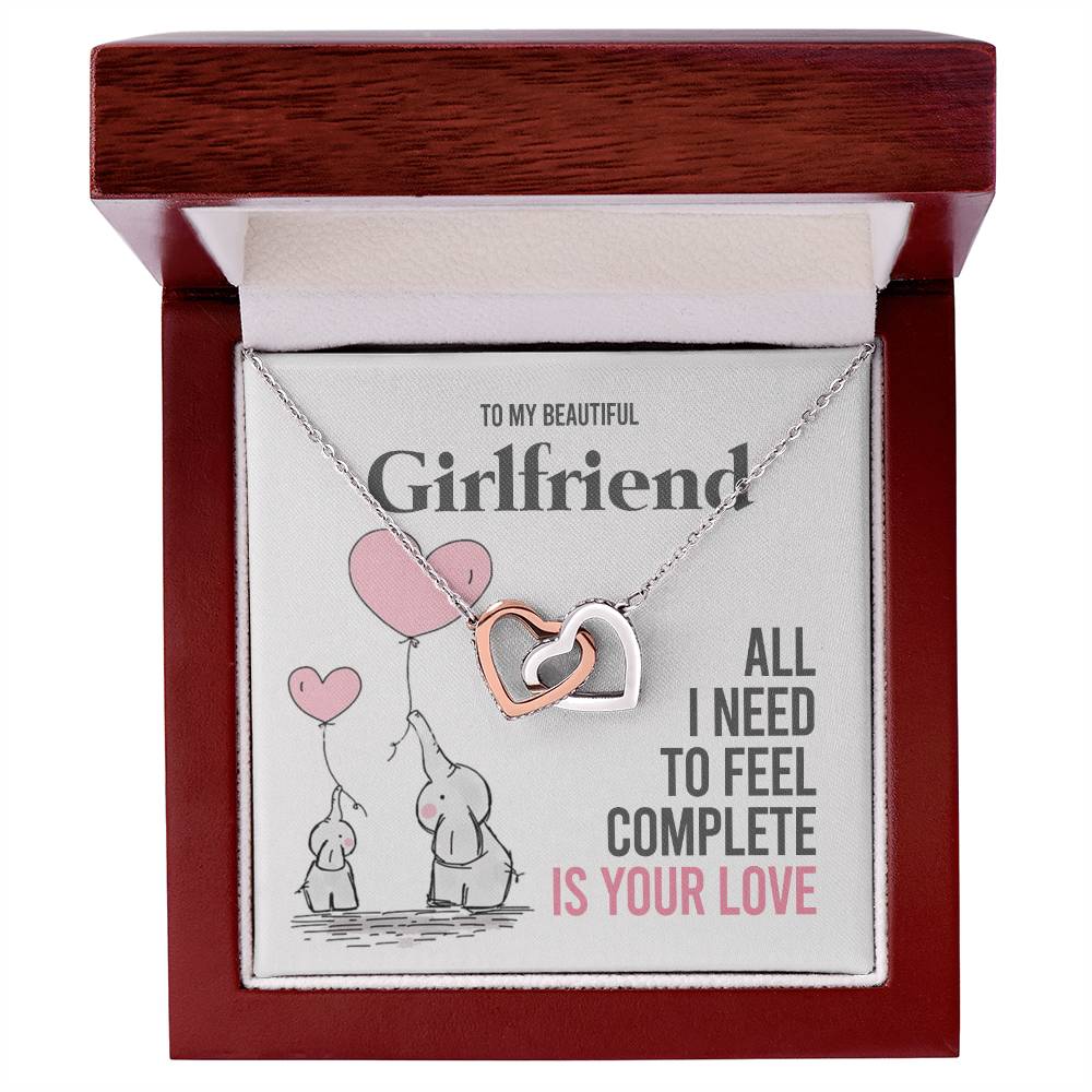 To My Girlfriend Gift Necklace Romantic Girlfriend Birthday Gifts for Girlfriend Interlocking Hearts Necklace