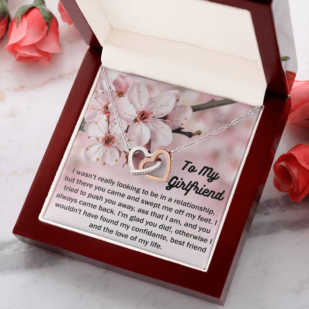 To My Girlfriend Gift From Boyfriend with giftbox Necklace for Girlfriend Interlocking Hearts Necklace
