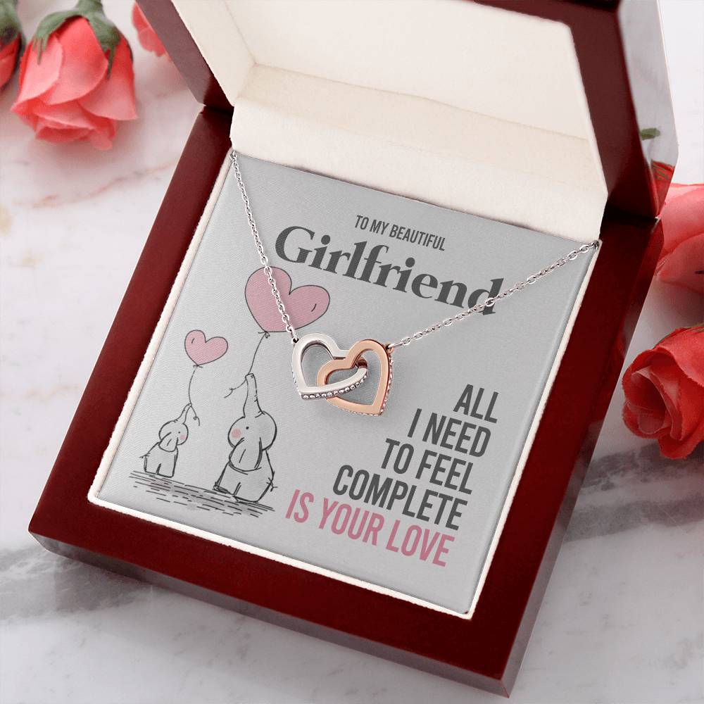 To My Girlfriend Gift Necklace Romantic Girlfriend Birthday Gifts for Girlfriend Interlocking Hearts Necklace