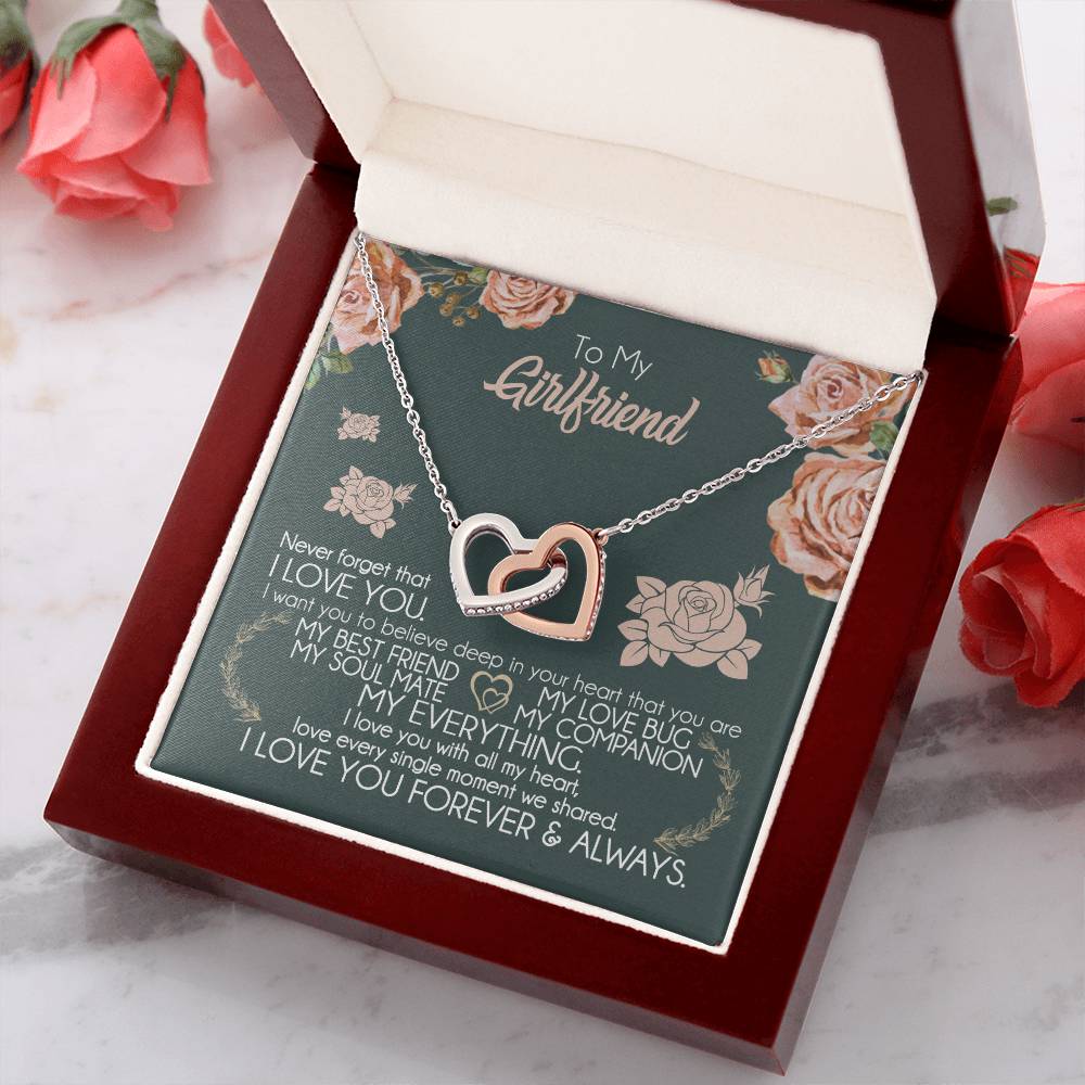 To My Girlfriend Necklace Valentine Gift From Boyfriend Giffs for Girlfriend Interlocking Hearts Necklace