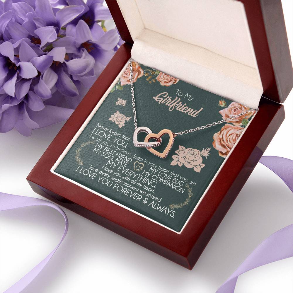 To My Girlfriend Necklace Valentine Gift From Boyfriend Giffs for Girlfriend Interlocking Hearts Necklace
