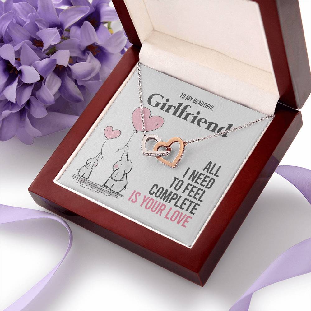 To My Girlfriend Gift Necklace Romantic Girlfriend Birthday Gifts for Girlfriend Interlocking Hearts Necklace
