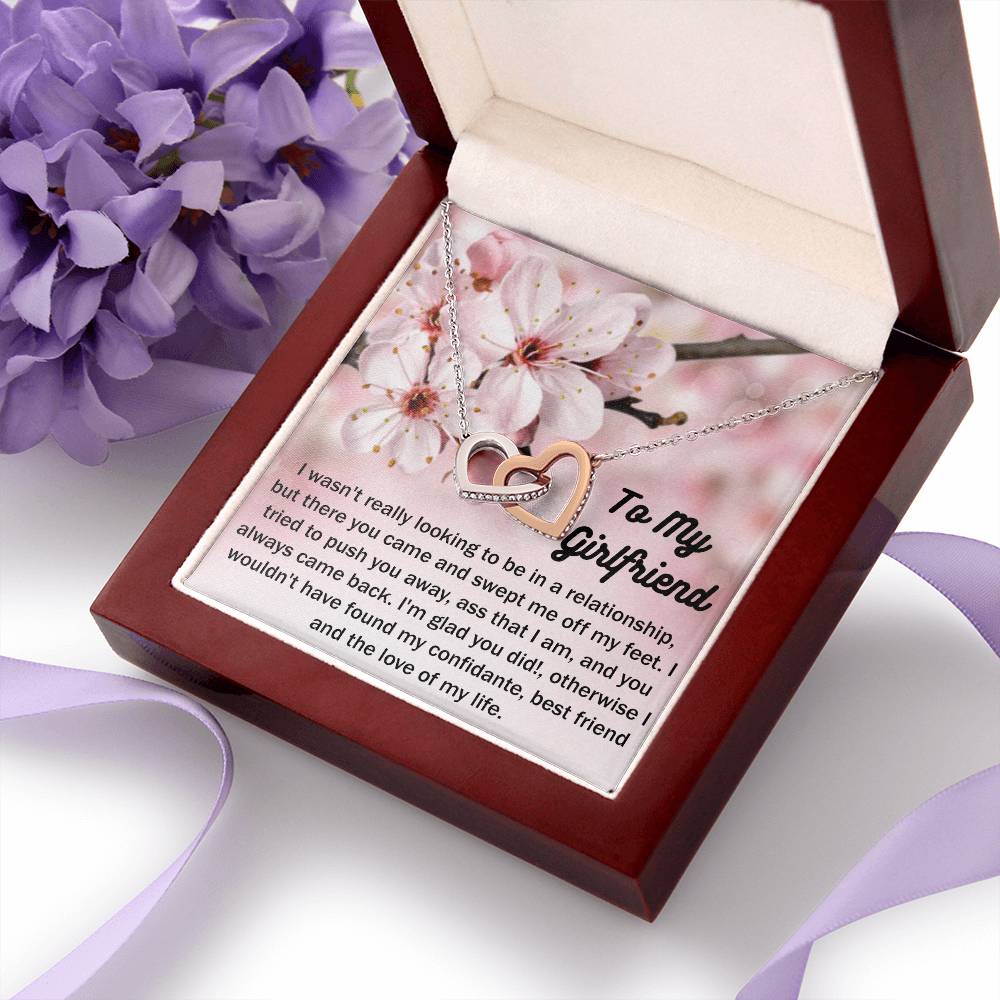To My Girlfriend Gift From Boyfriend with giftbox Necklace for Girlfriend Interlocking Hearts Necklace