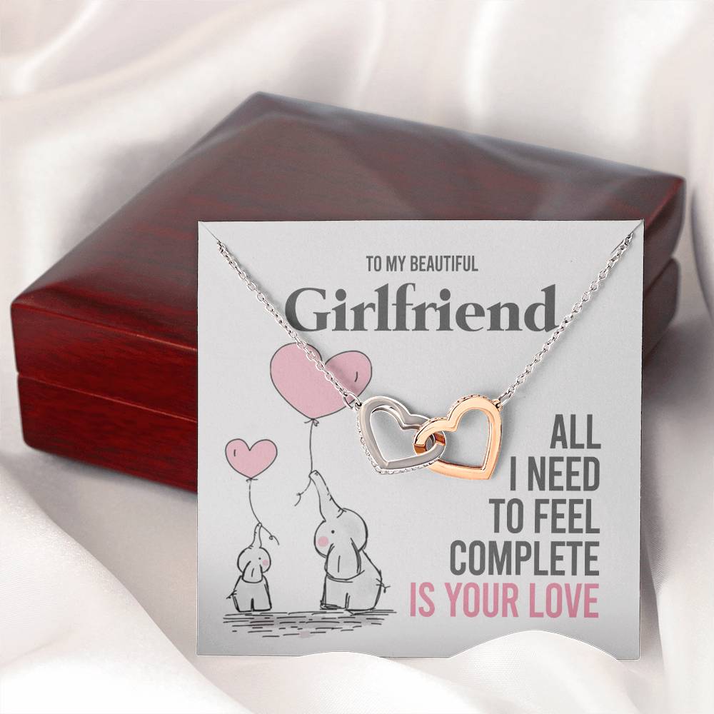 To My Girlfriend Gift Necklace Romantic Girlfriend Birthday Gifts for Girlfriend Interlocking Hearts Necklace