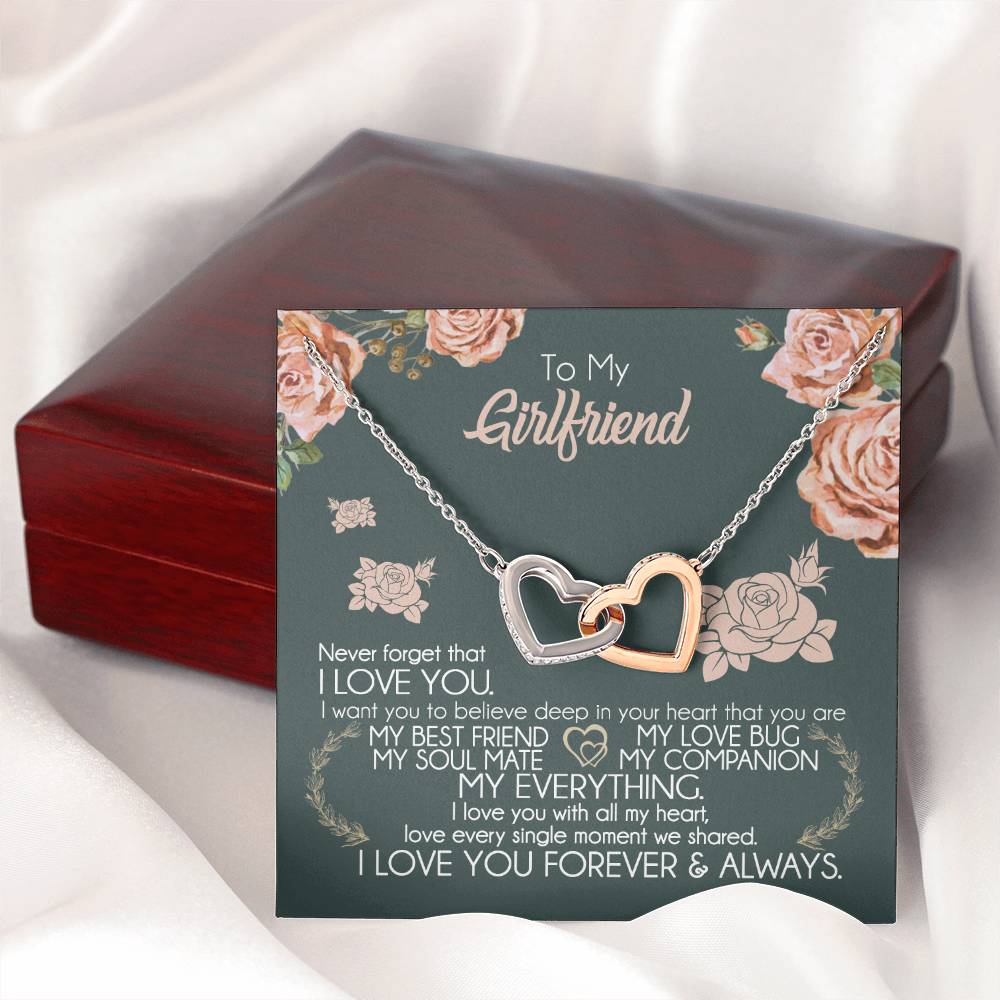 To My Girlfriend Necklace Valentine Gift From Boyfriend Giffs for Girlfriend Interlocking Hearts Necklace