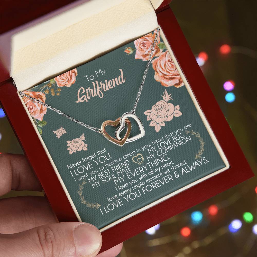 To My Girlfriend Necklace Valentine Gift From Boyfriend Giffs for Girlfriend Interlocking Hearts Necklace