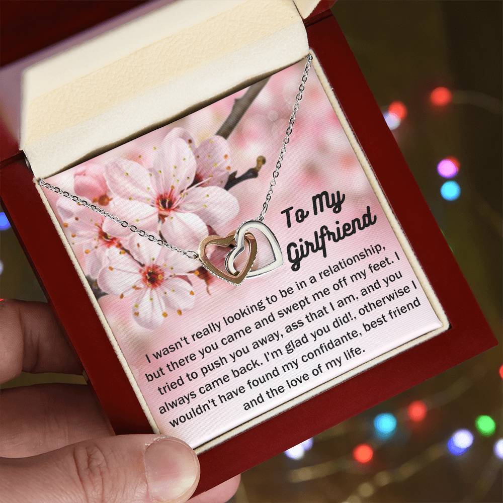 To My Girlfriend Gift From Boyfriend with giftbox Necklace for Girlfriend Interlocking Hearts Necklace
