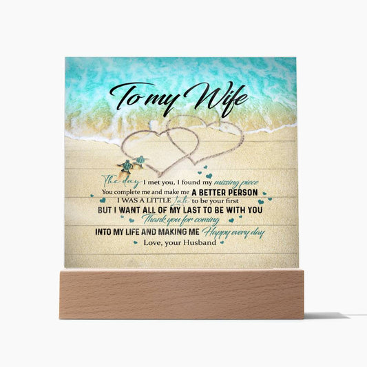 To My Wife Gift Alluring Necklace Valentines Gift For Wife Necklace For Women Acrylic Square Plaque Wooden Base with LED