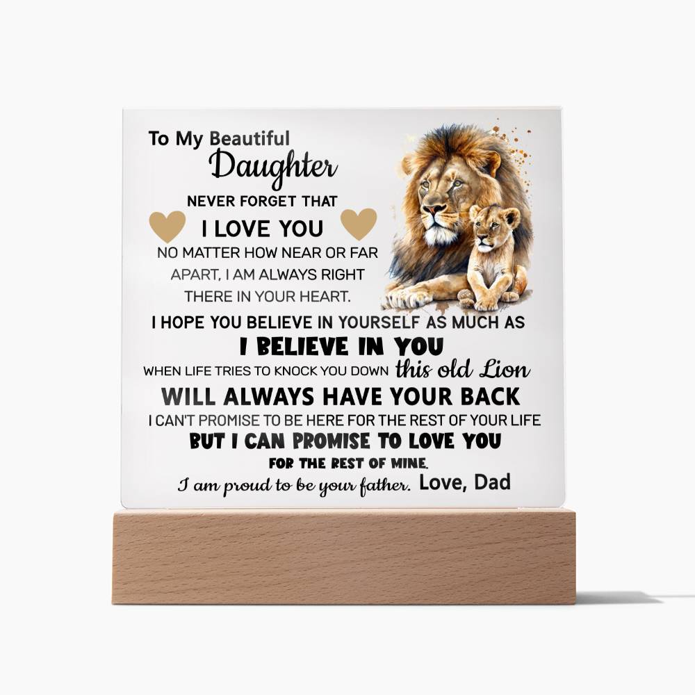 To My Daughter Gift from Dad, Daughter Acrylic Plaque, Unique Gift for Daughter