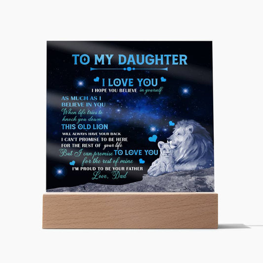 Dad To Daughter Necklace Jewelry Gift for Daughter from Dad Father Daughter Gift 175009114907 Acrylic Square Plaque Wooden Base with LED